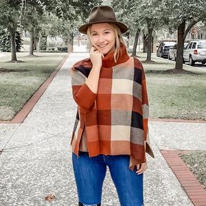 Chicwish Multicolor Plaid Turtleneck Sweater
